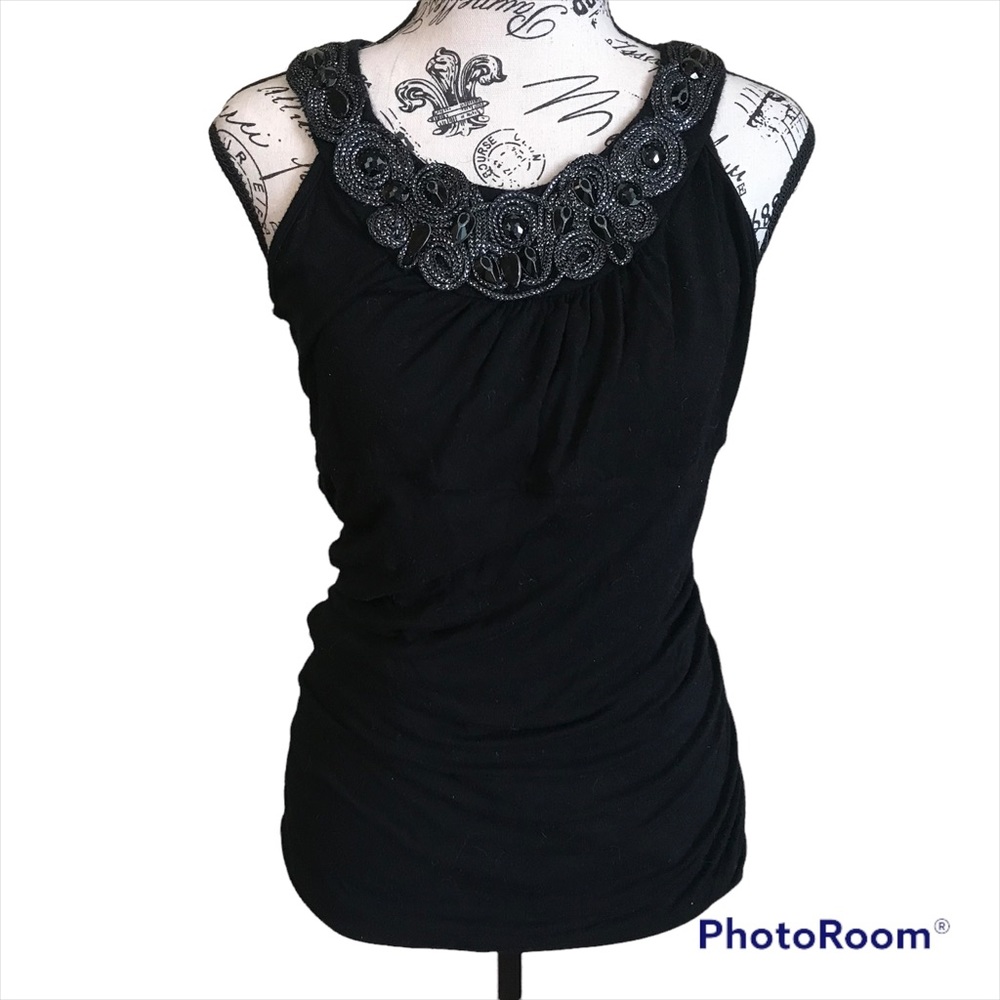 Studio Y | Women’s Black Sleevless Beaded Tank | size L